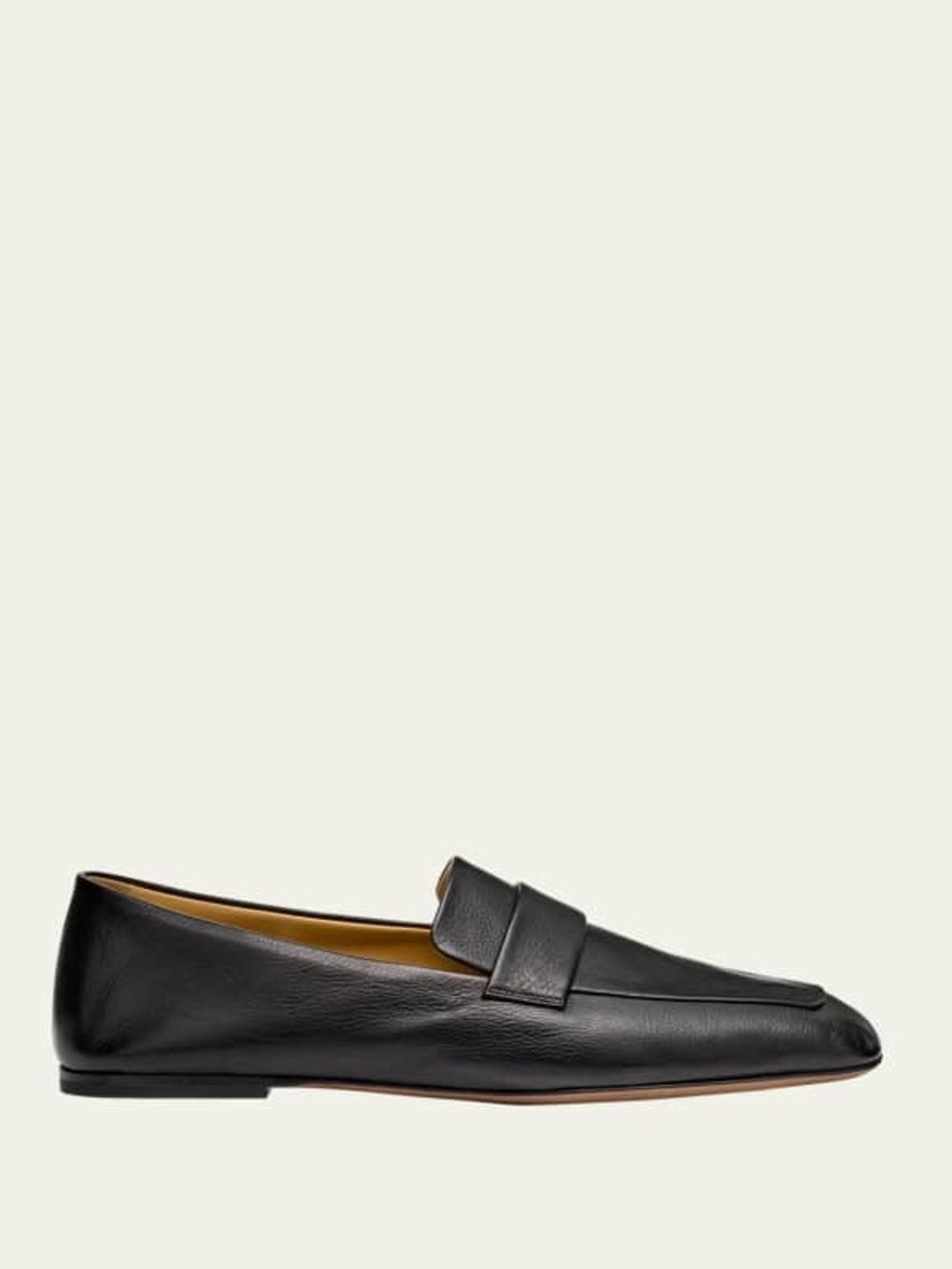 THE ROW Loafers Black Leather Square-Toe Size EU 36 US 6
